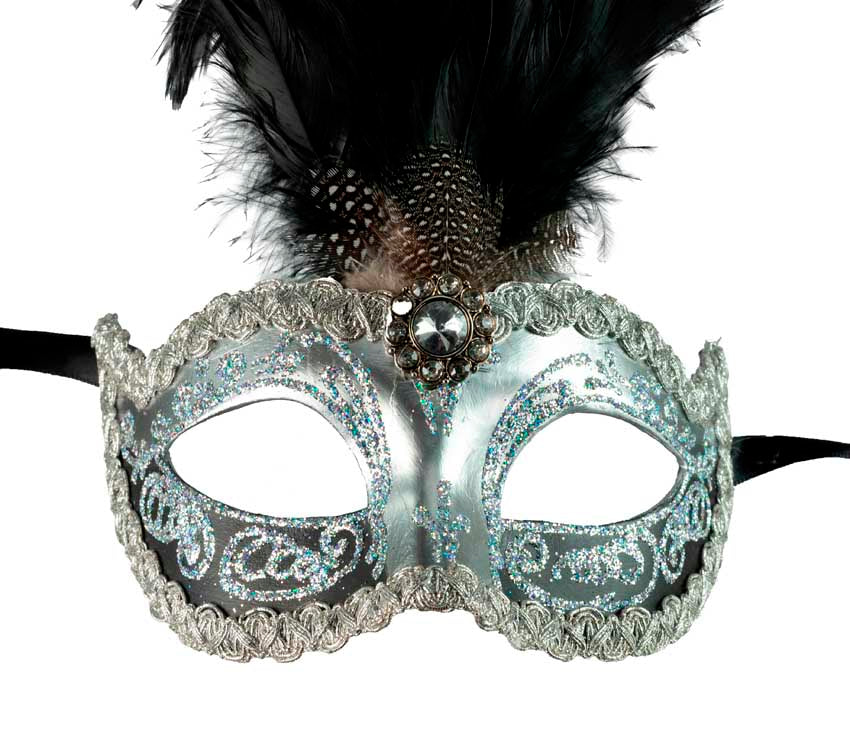 Masque Loup Vénitien à Plumes Noire – Artisanat Authentique de Venise