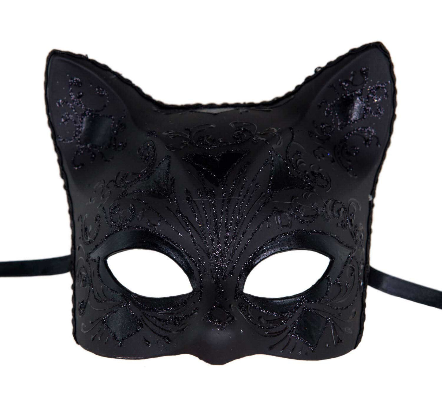 Masque Chat Gatto Noir Floral – Artisanat Authentique de Venise