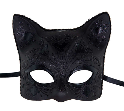 Masque Chat Gatto Noir Floral – Artisanat Authentique de Venise