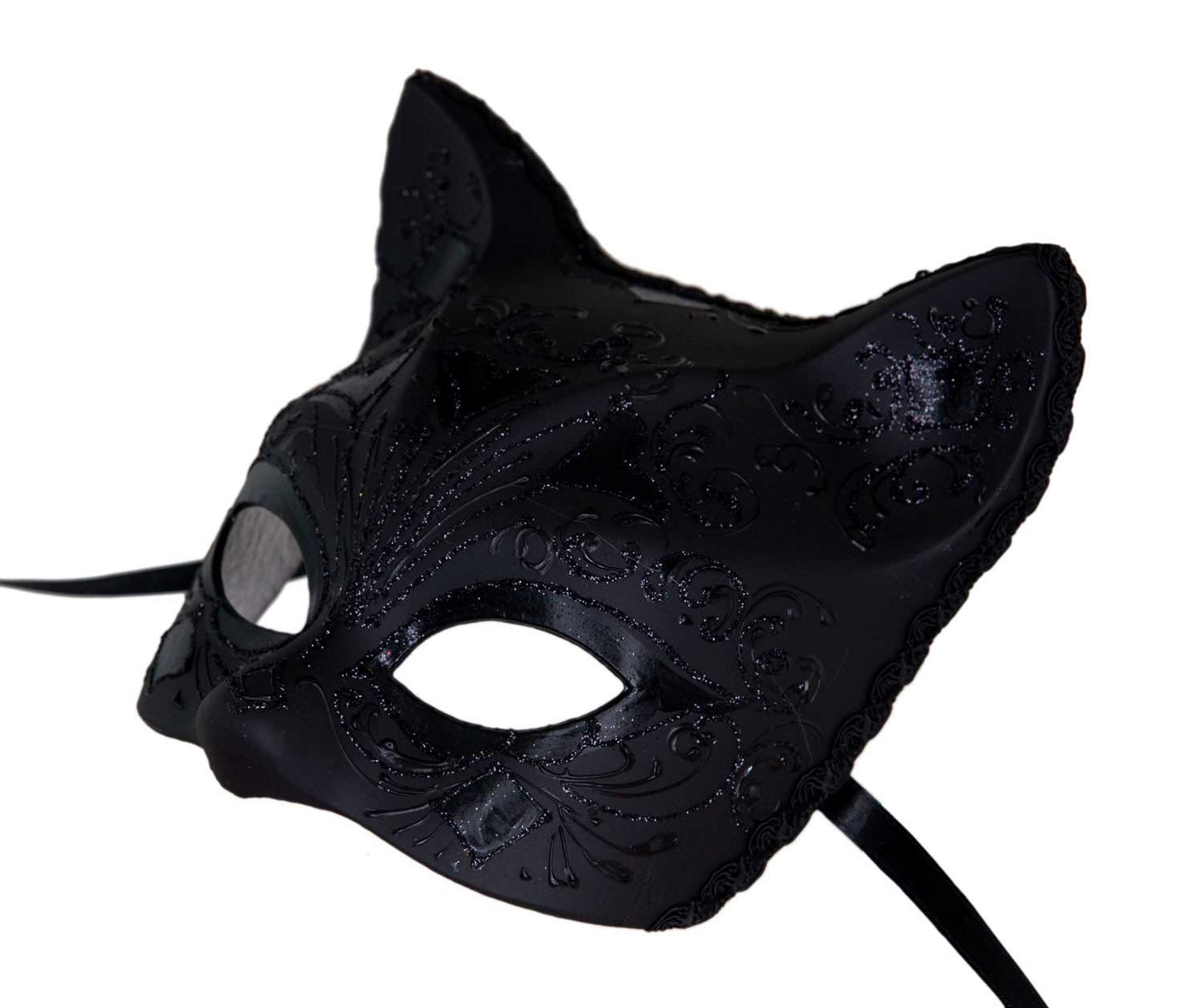 Masque Chat Gatto Noir Floral – Artisanat Authentique de Venise