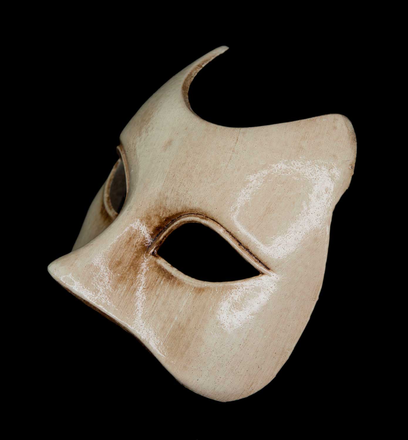 Masque Vénitien Chat Blanc Écru – Artisanat Authentique de Venise
