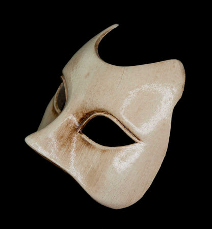 Masque Vénitien Chat Blanc Écru – Artisanat Authentique de Venise