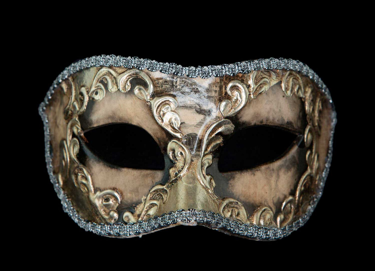 Masque Colombine Gris Argenté Pont du Rialto – Artisanat Authentique de Venise