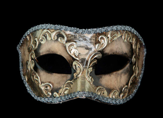 Masque Colombine Gris Argenté Pont du Rialto – Artisanat Authentique de Venise