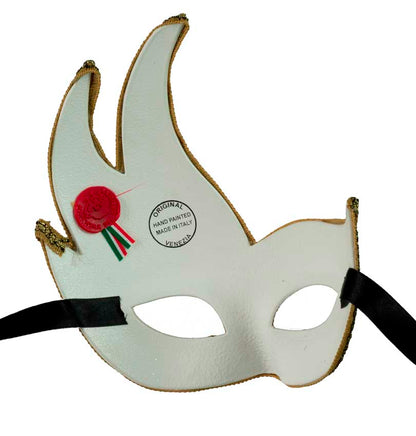 Masque Colombine Cygne Blanc, Noir et Doré – Artisanat Authentique de Venise