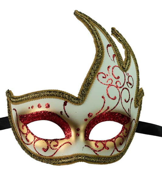Masque Colombine Cygne Rouge et Doré – Artisanat Authentique de Venise