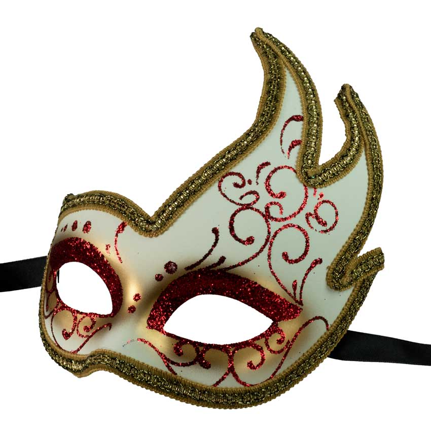 Masque Colombine Cygne Rouge et Doré – Artisanat Authentique de Venise