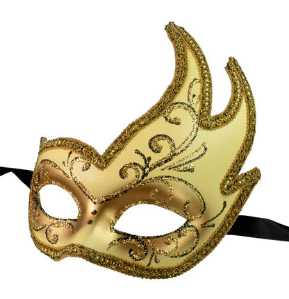 Masque Colombine Cygne Jaune et Noir – Artisanat Authentique de Venise