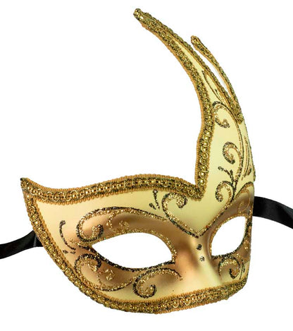 Masque Colombine Cygne Jaune et Noir – Artisanat Authentique de Venise