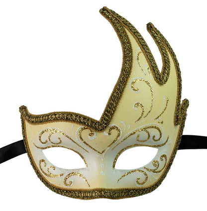 Masque Colombine Cygne Jaune, Blanc et Doré – Artisanat Authentique de Venise