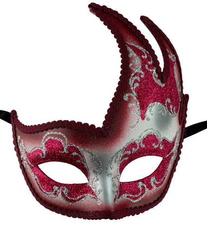 Masque Colombine Cygne Rose Fuchsia et Argenté – Artisanat Authentique de Venise