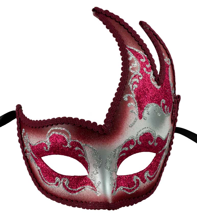 Masque Colombine Cygne Rose Fuchsia et Argenté – Artisanat Authentique de Venise