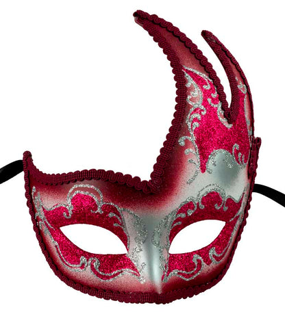 Masque Colombine Cygne Rose Fuchsia et Argenté – Artisanat Authentique de Venise