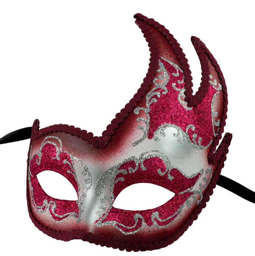 Masque Colombine Cygne Rose Fuchsia et Argenté – Artisanat Authentique de Venise