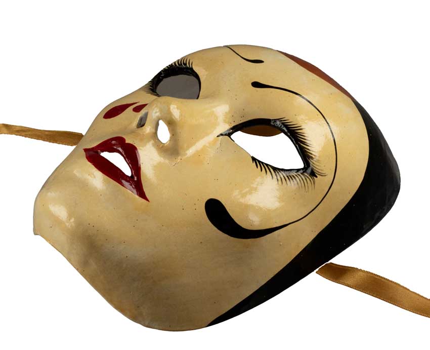 Masque Pierrot en Papier Mâché – Artisanat Authentique de Venise – Artiste Manuela 2007