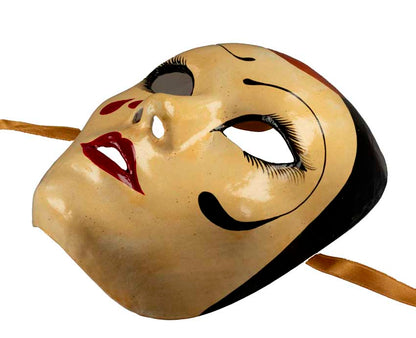 Masque Pierrot en Papier Mâché – Artisanat Authentique de Venise – Artiste Manuela 2007