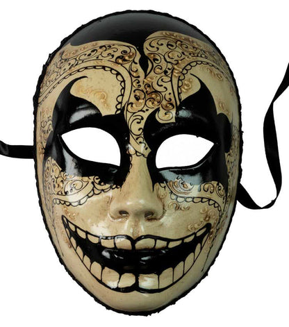Masque Volto Mort Noir et Blanc Calavera – Artisanat Authentique de Venise