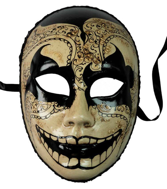 Masque Volto Mort Noir et Blanc Calavera – Artisanat Authentique de Venise