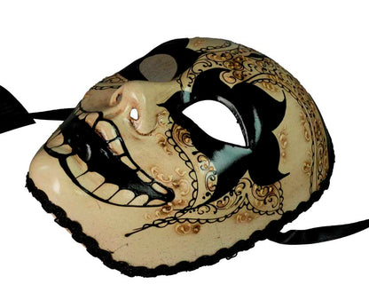 Masque Volto Mort Noir et Blanc Calavera – Artisanat Authentique de Venise