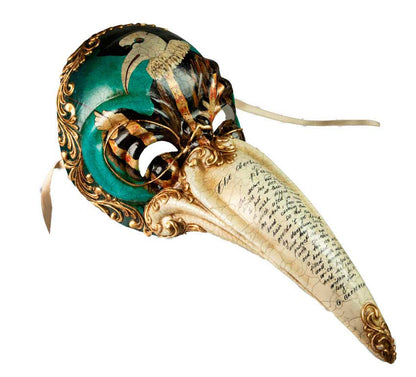 Masque Docteur de la Peste Vénitien Vert – Artisanat Authentique de Venise