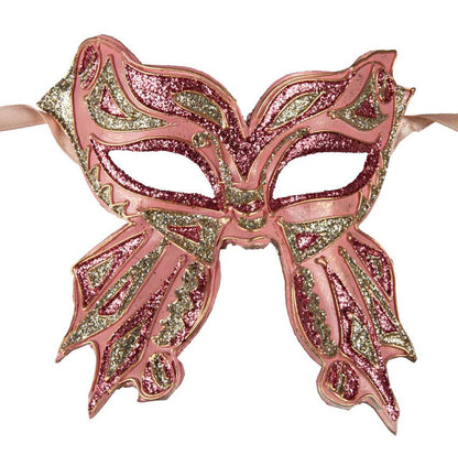 Masque Colombine Farfella Papillon Rose et Doré – Artisanat Authentique de Venise