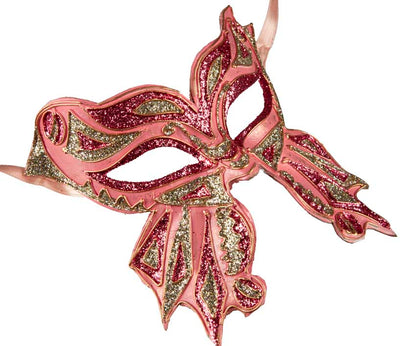 Masque Colombine Farfella Papillon Rose et Doré – Artisanat Authentique de Venise