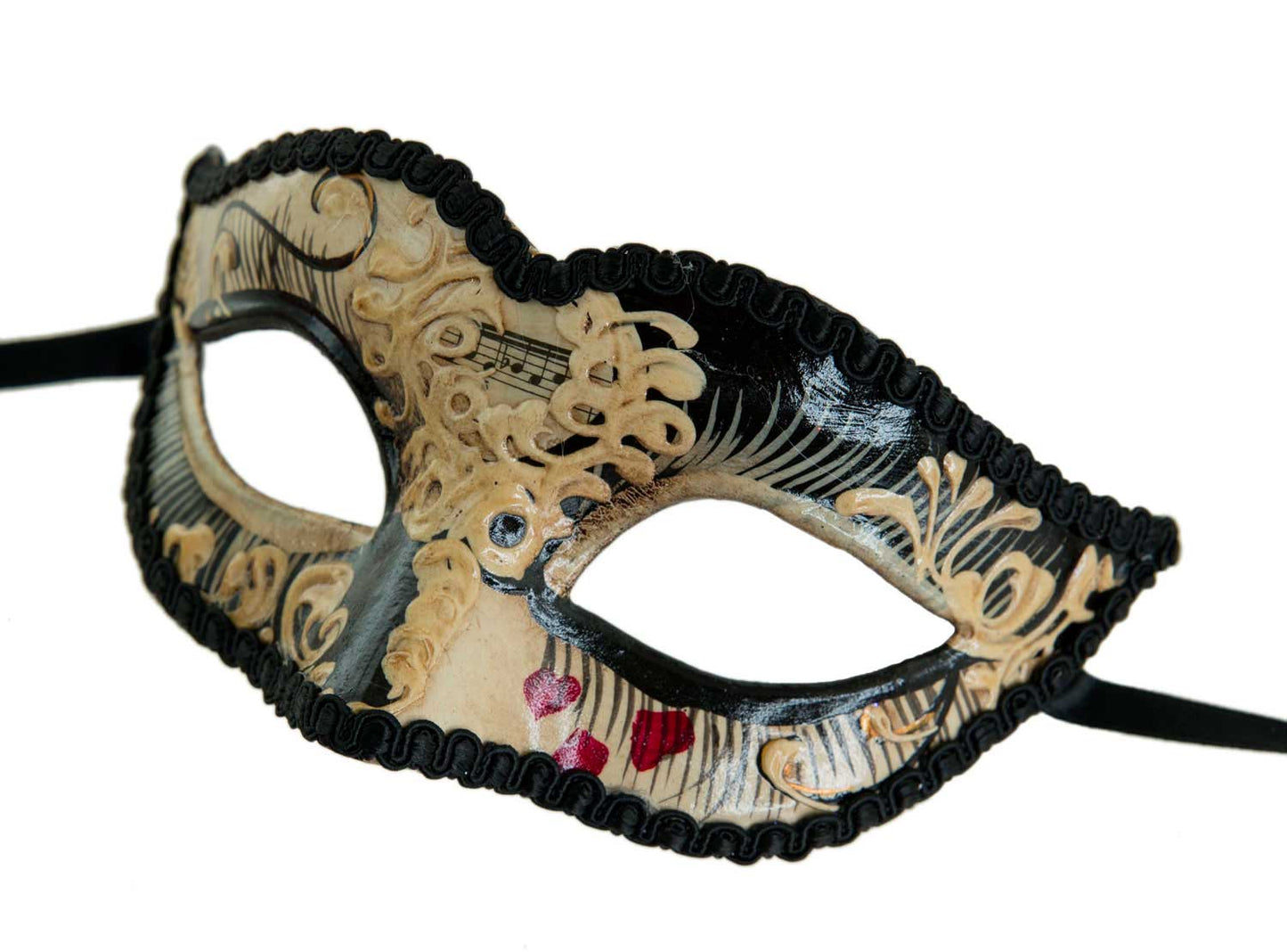 Masque de Venise Lady Noir Petit Cœur pour Petit Visage – Artisanat Authentique de Venise