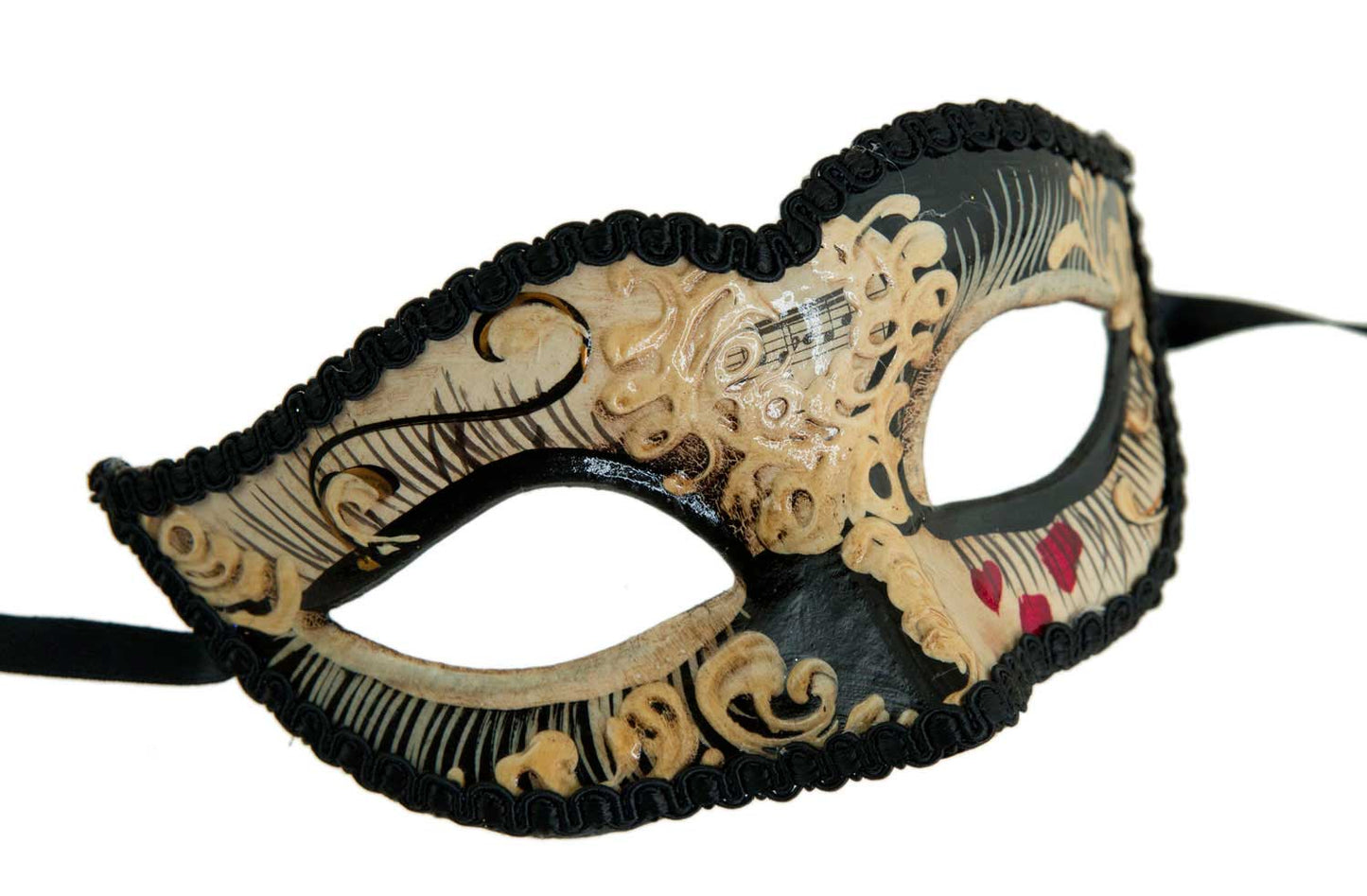 Masque de Venise Lady Noir Petit Cœur pour Petit Visage – Artisanat Authentique de Venise