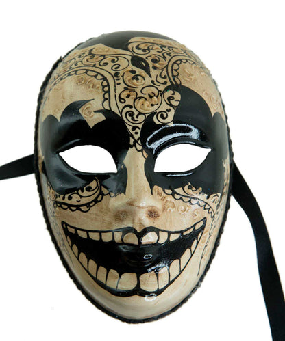 Masque Volto Crane de sucre Miniature Noir et Blanc Antique – Artisanat Authentique de Venise
