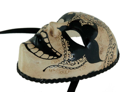 Masque Volto Crane de sucre Miniature Noir et Blanc Antique – Artisanat Authentique de Venise
