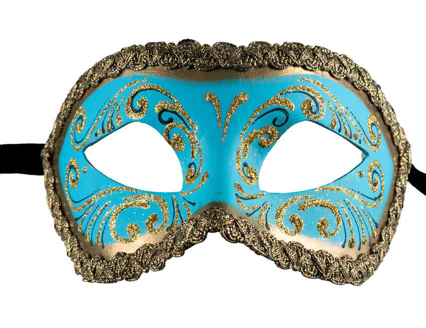 Masque Colombine Bleu et Doré – Artisanat Authentique de Venise