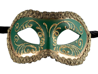 Masque Colombine Vert Doré – Artisanat Authentique de Venise
