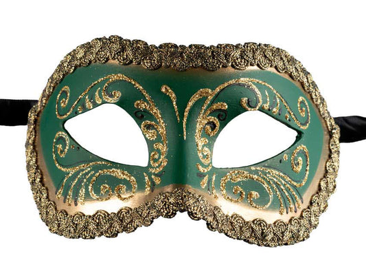 Masque Colombine Vert Doré – Artisanat Authentique de Venise