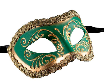 Masque Colombine Vert Doré – Artisanat Authentique de Venise