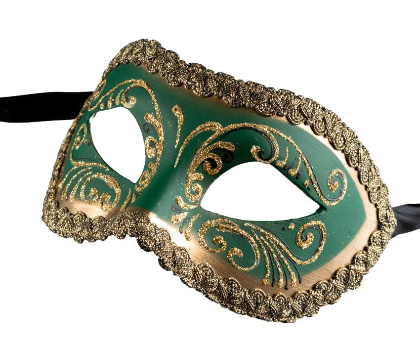 Masque Colombine Vert Doré – Artisanat Authentique de Venise