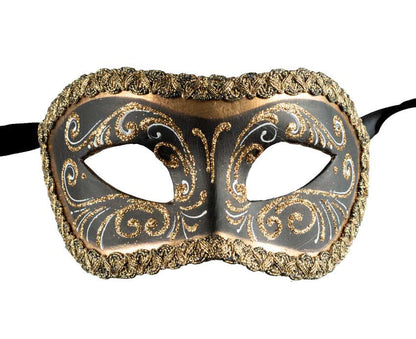 Masque Colombine Noir et Doré – Artisanat Authentique de Venise