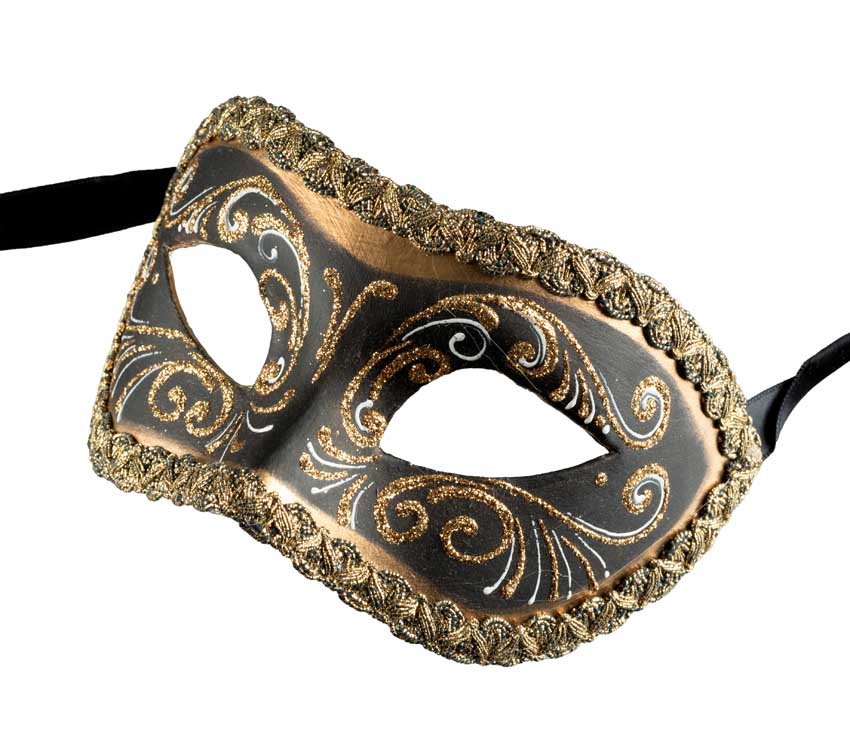Masque Colombine Noir et Doré – Artisanat Authentique de Venise