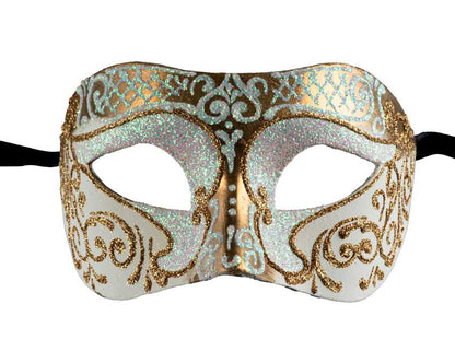 Masque Colombine Blanc et Doré – Artisanat Authentique de Venise