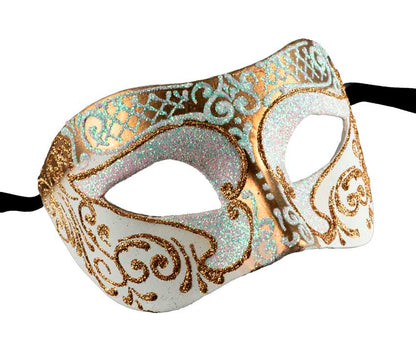 Masque Colombine Blanc et Doré – Artisanat Authentique de Venise