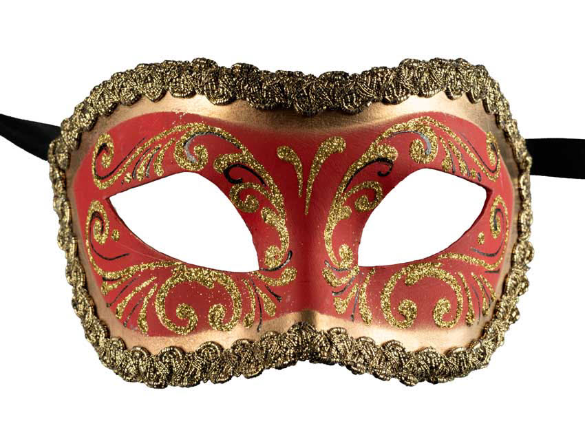 Masque Colombine Rouge Doré – Artisanat Authentique de Venise