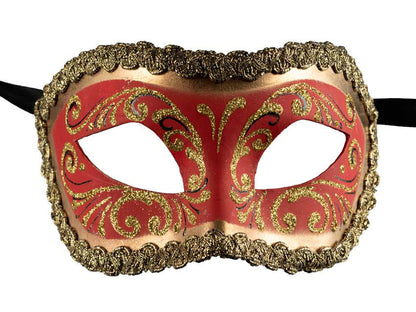 Masque Colombine Rouge Doré – Artisanat Authentique de Venise