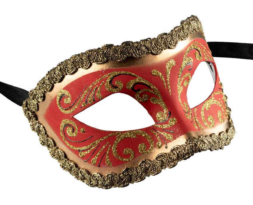 Masque Colombine Rouge Doré – Artisanat Authentique de Venise