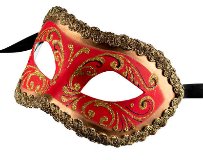 Masque Colombine Rouge Doré – Artisanat Authentique de Venise
