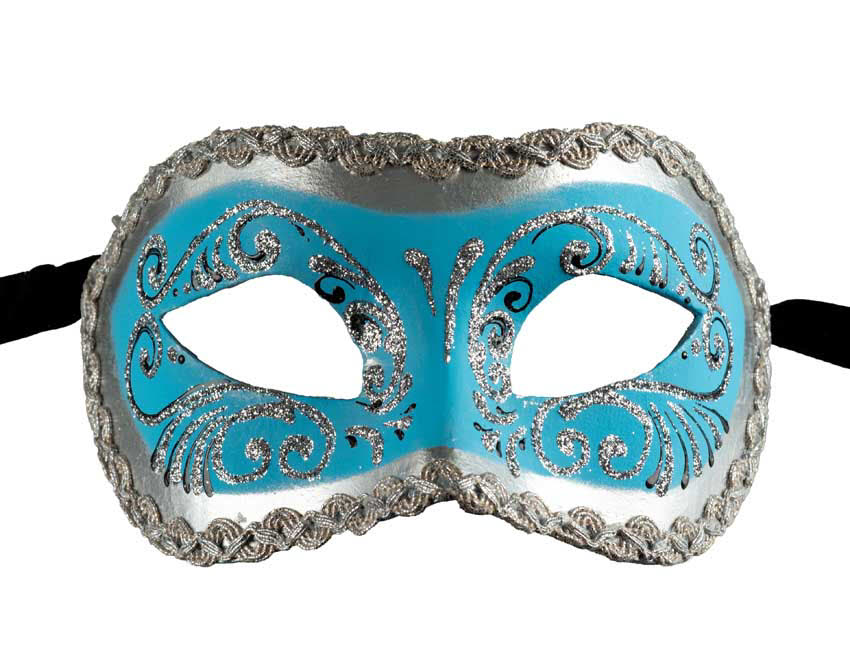 Masque Colombine Bleu et Argenté – Artisanat Authentique de Venise
