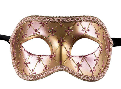 Masque Colombine Lea Rose et Doré – Artisanat Authentique de Venise