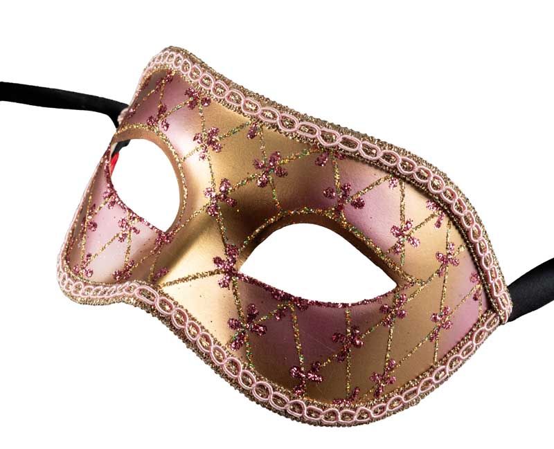 Masque Colombine Lea Rose et Doré – Artisanat Authentique de Venise