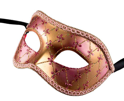 Masque Colombine Lea Rose et Doré – Artisanat Authentique de Venise