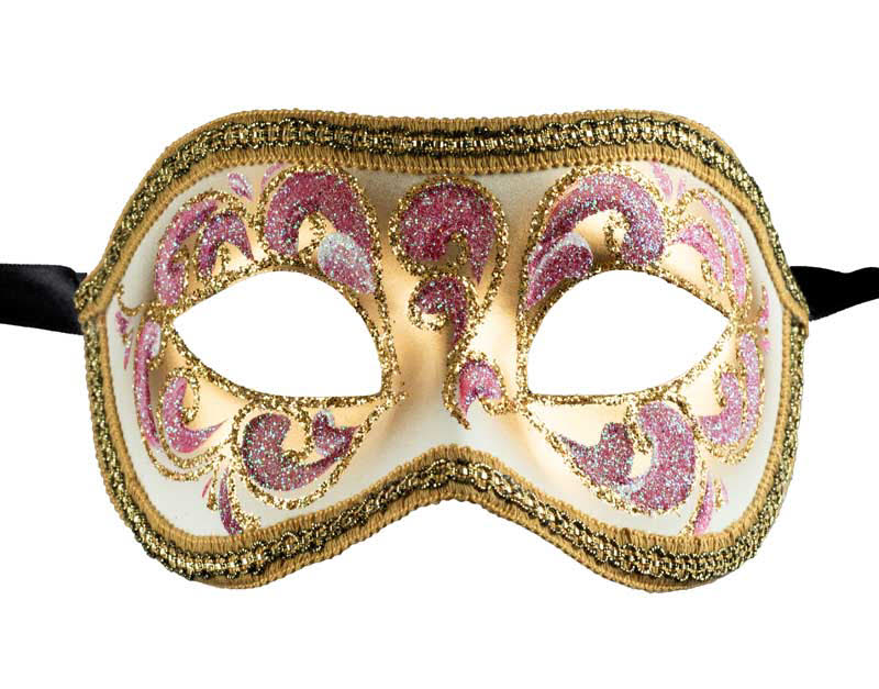 Masque Colombine Rose et Doré – Élégance et Charme du Carnaval de Venise
