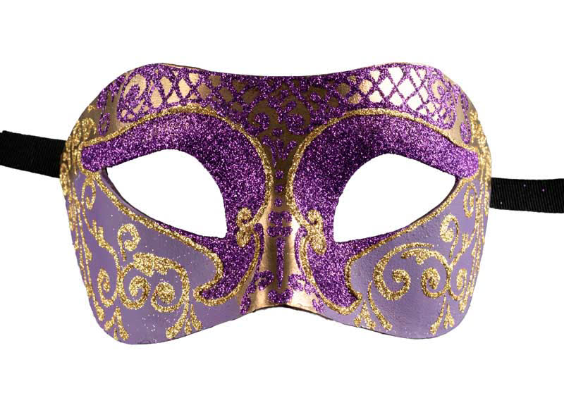 Masque Colombine Violet Doré – Artisanat Authentique de Venise