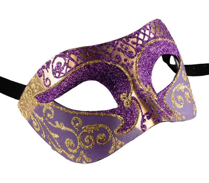 Masque Colombine Violet Doré – Artisanat Authentique de Venise